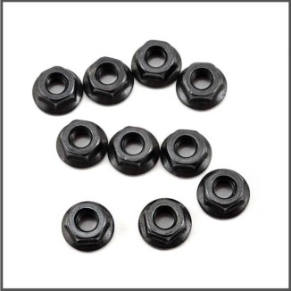 Nut M4 flanged knurled (10)  (SER110452)