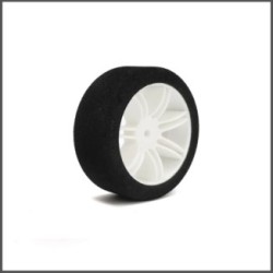 PAIR OF FRONT TYRES 1/10 DOUBLE COMPOUND ON WHITE RIMS (#005-0011)