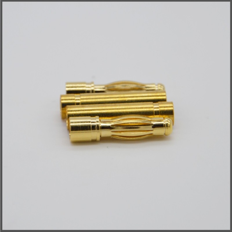 Banana 4mm - gold (4 pcs - 2m+2f) (BLI186)